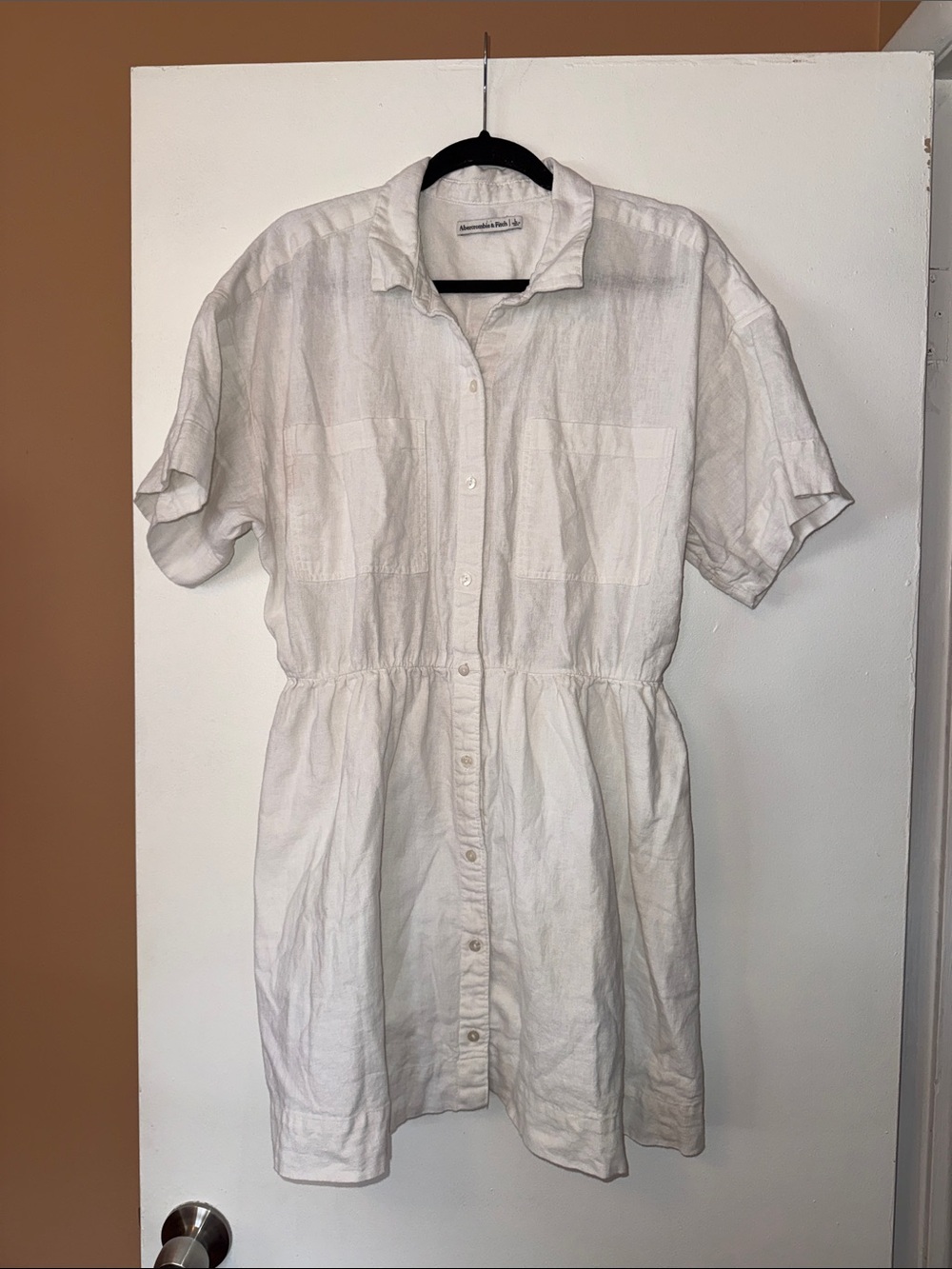 Abercrombie & Fitch White Linen Button-Up Dress